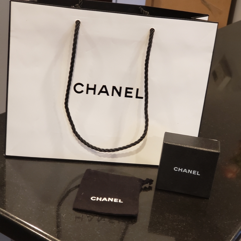 Empty Chanel Earring Box With Duster and Bag